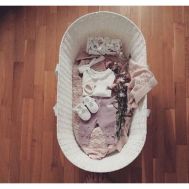 Ahoj - Cosulet bebe pentru dormit handmade din material ecologic Baby alb - 