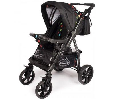 Carucior Hubners Tessa Lux 2 in 1 - Negru cu Buline Colorate - Chipolino