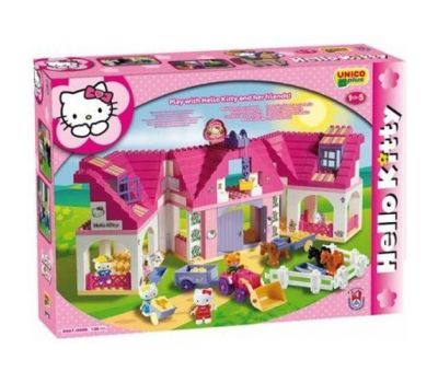 Set constructie Unico PLus Hello Kitty Casuta mare cu ferma 136 piese - Androni Giocattoli - Androni Giocattoli