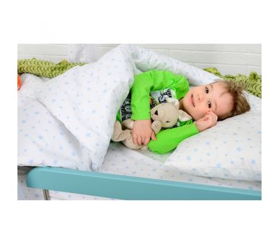 Patut din lemn Casuta 160x80 cm, Mint + Saltea 15 cm - BabyNeeds - BabyNeeds