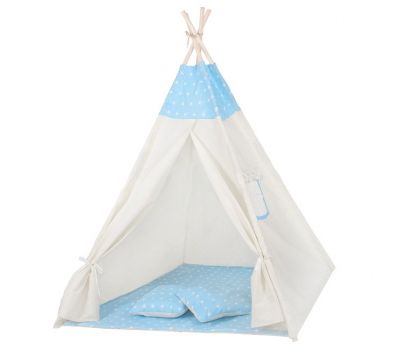 Springos - Cort copii stil indian Teepee Blue Stars XXL - Springos