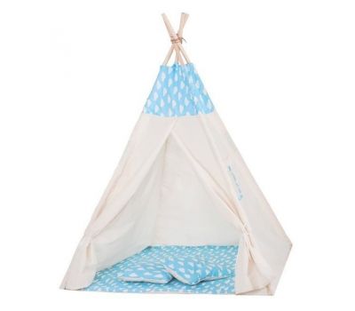 Springos - Cort copii stil indian Teepee Blue Clouds XXL - Springos