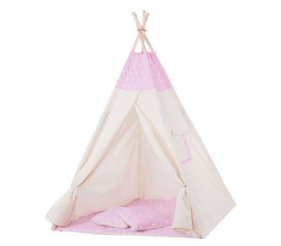 Springos - Cort copii stil indian Teepee Pink Stars XXL - Springos