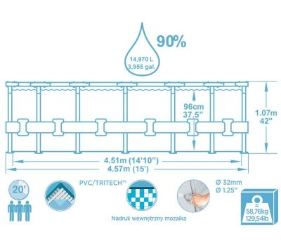 Piscina rotunda cu cadru metalic Bestway Steel Pro Max 457x107cm, 11 in 1, toate accesoriile incluse - BestWay