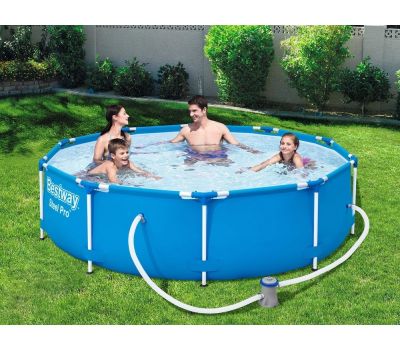 Piscina rotunda cu cadru metalic Bestway Steel Pro 305cm x 76cm, 8 in 1, toate accesoriile incluse - BestWay