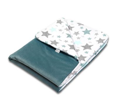 Paturica moale cu doua fete 100x78 cm Kidizi Velvet All Mint Stars - Kidizi