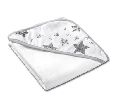 Prosop bebe din bambus cu gluga 90x90 cm Kidizi Magic Grey Stars - Kidizi