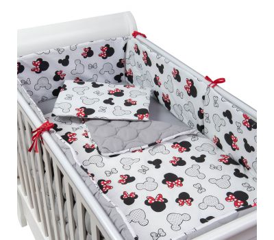 Set lenjerie matlasata 5 piese Kidizi Minnie, include perna, plapumioara, aparatoare si cearceaf - Kidizi