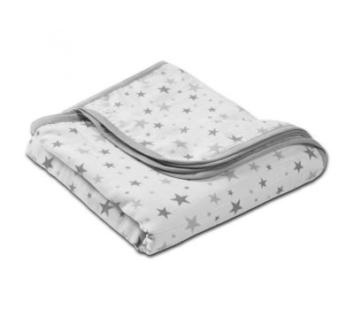 Paturica dubla de muselina XXL 120x120 cm Kidizi Grey Stars, 100% bumbac - Kidizi